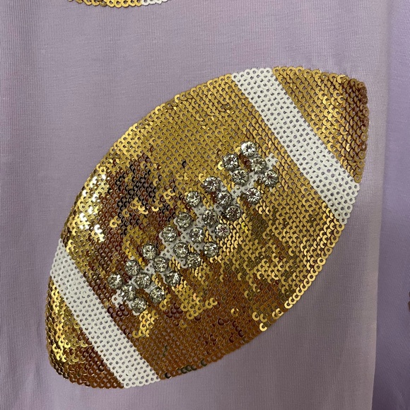 QOS Lavender Rhinestone Football Tee - Picture 3 of 4